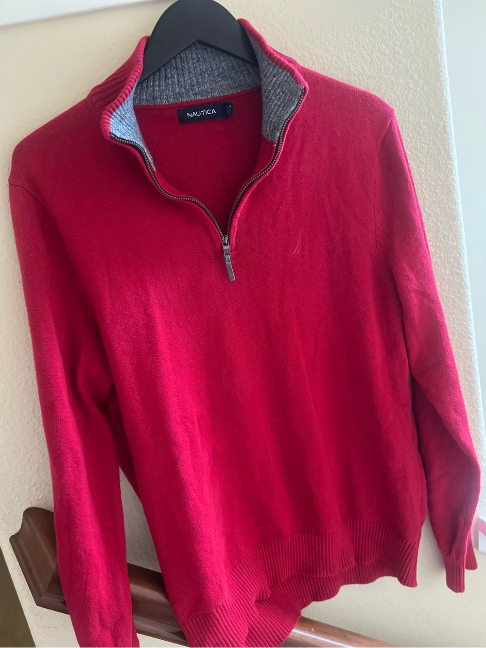 Nautica Cherry Red Quarter-Zip Knit Sweater